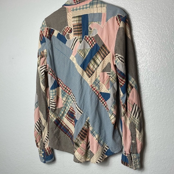 Rare vintage unisex Ralph Lauren Polo Patchwork Long sleeve snap button shirt - Picture 6 of 8